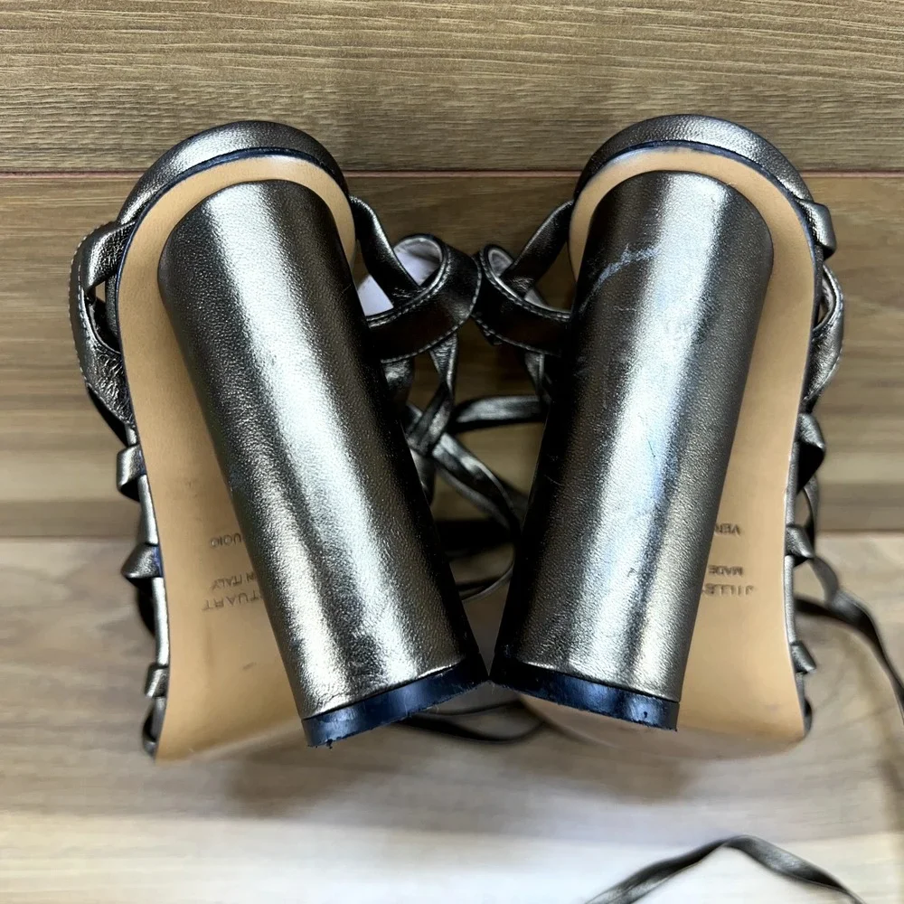Jill Stuart 8.5 9 EU 39 Strappy Gladiator Tie Heels Bronze Leather